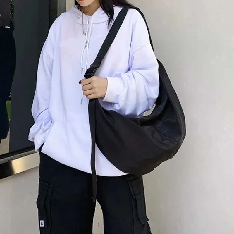 Borsa a tracolla in tessuto Oxford per donna, alla moda e alla moda, stile pigro, grande capacità, per studenti, classe, spalla_voghion.com