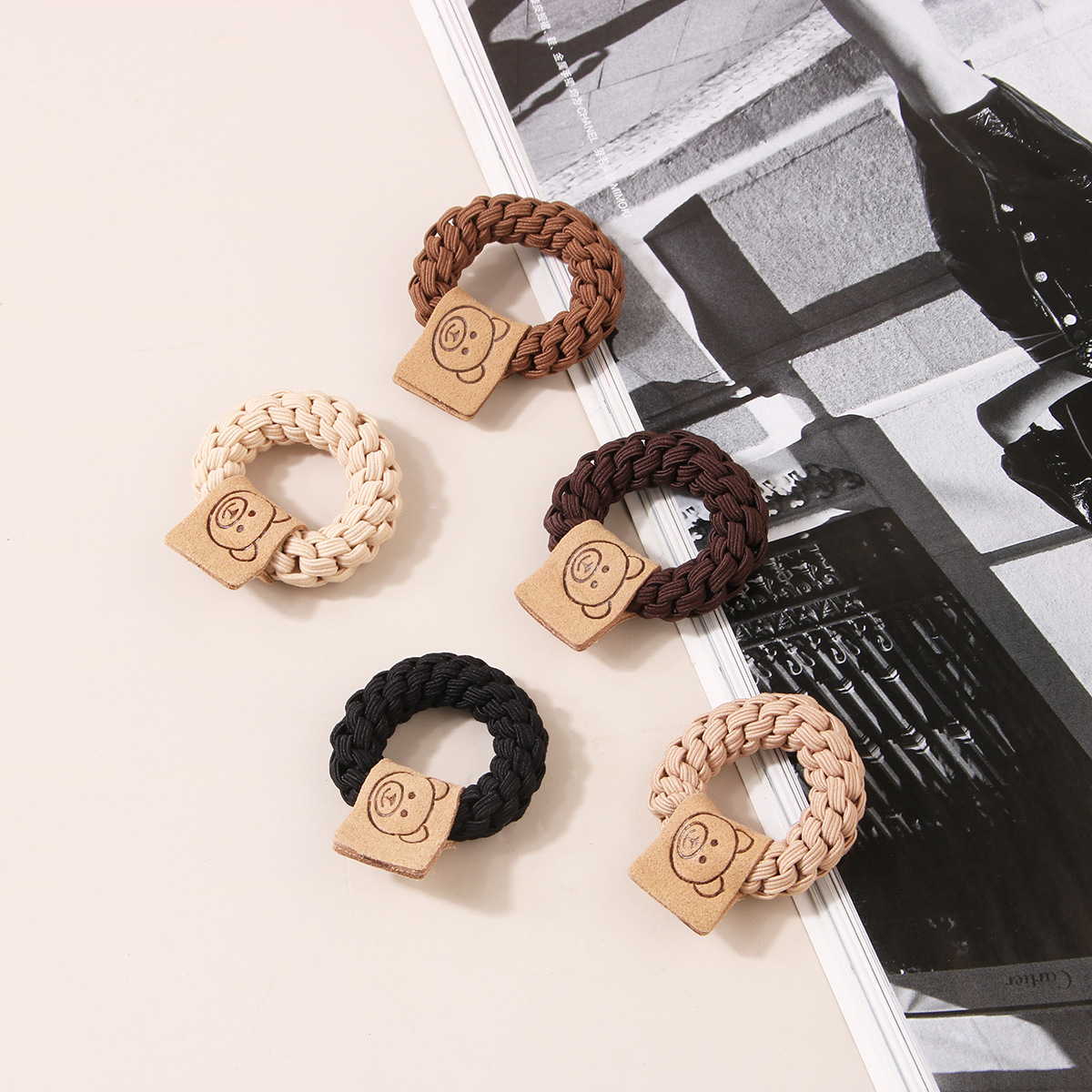Hair cord Color contrast braided hair band Hair cord high elastic rubber band_voghion.com
