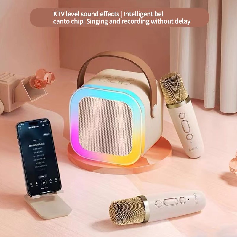 K12 Mini Karaoke Altoparlante audio wireless Microfono Bluetooth KTV portatile per la casa con 1 microfono_voghion.com