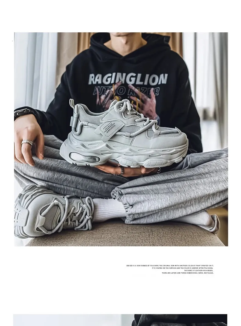 Chunky Platform Running Shoes For Men Anti Slip Breathable Casual_voghion.com