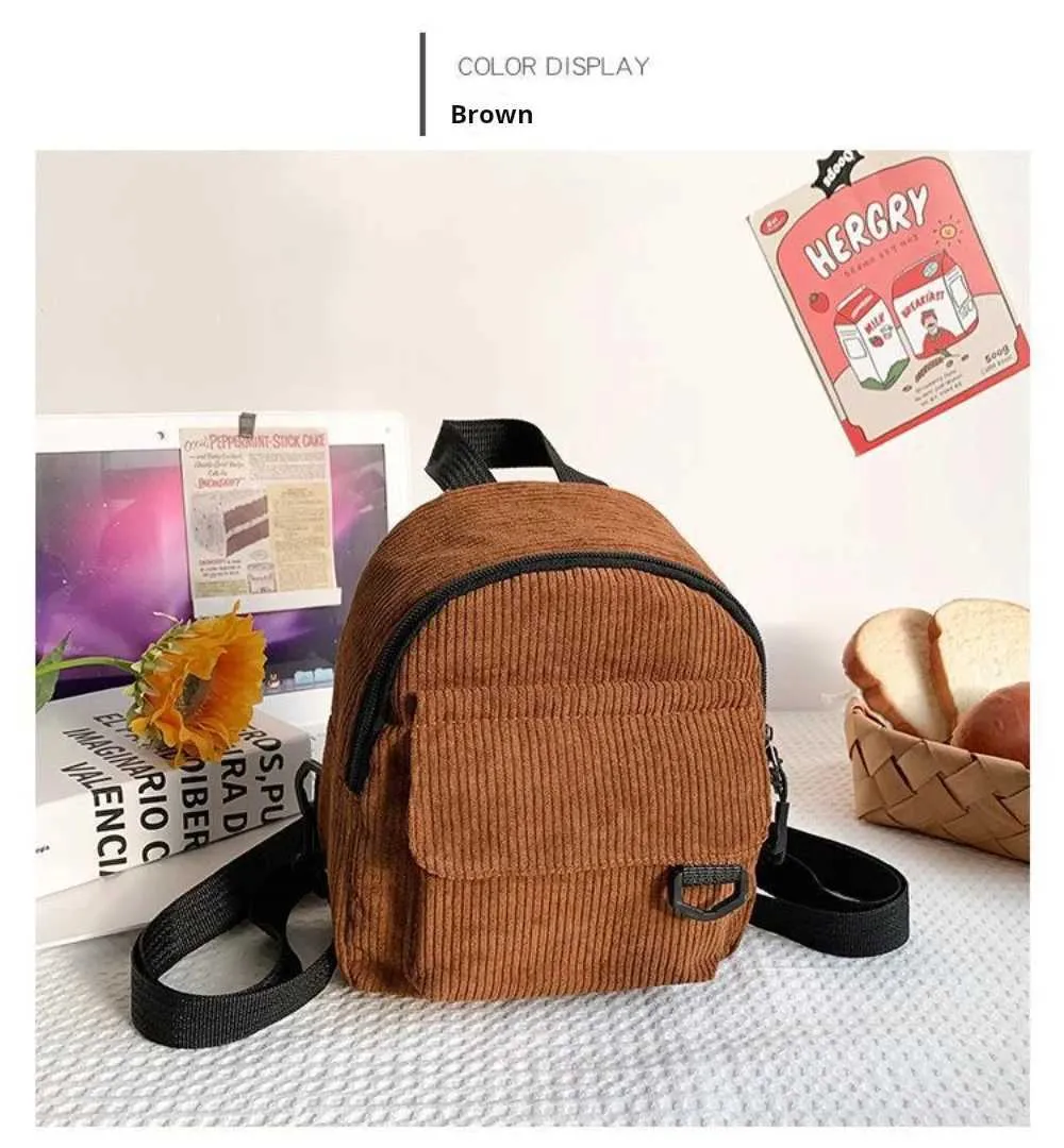 Kleiner Damen Mini Rucksack Aus Kord Für Freizeit Und Reisen_voghion.com