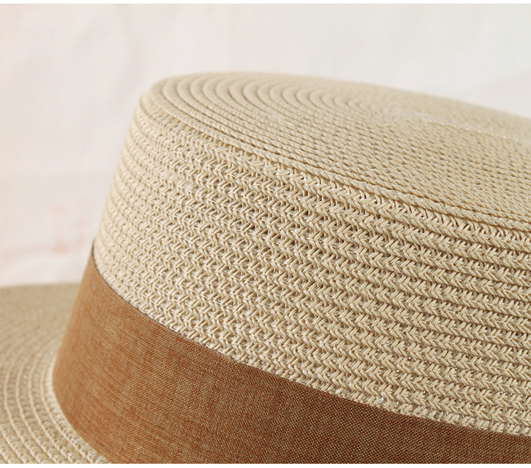 Cappello estivo coreano in paglia, cappello elegante con parte superiore piatta, cappello parasole per le vacanze, cappello casual semplice e versatile francese, per ragazze_voghion.com