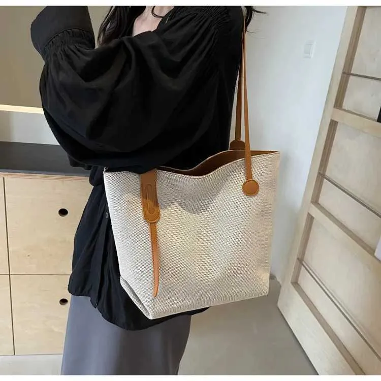 Borsa tote e borsa a spalla da donna in tela versatile casual_voghion.com