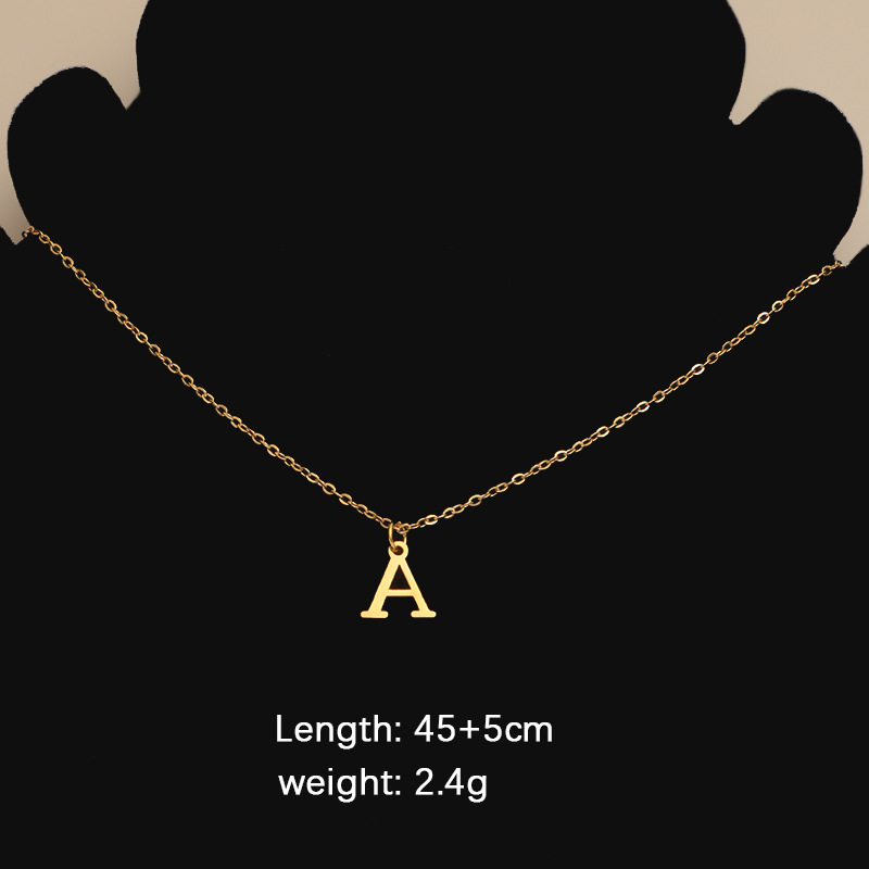 Hot selling A-Z stainless steel English letter pendant necklace, niche design, couple collarbone chain, Personalized Couple Necklace