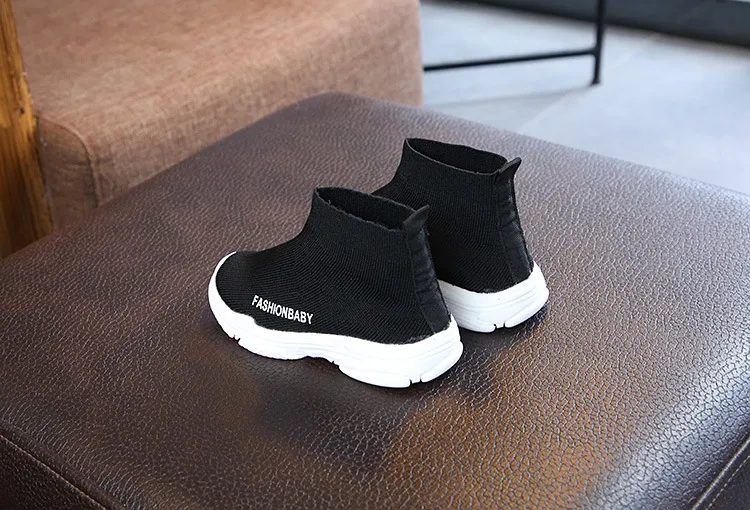 Tênis de cano alto infantil casual sem cadarço respirável meias infantis antiderrapantes botas de neve meninos meninas calçados esportivos tamanhos 21-30_voghion.com