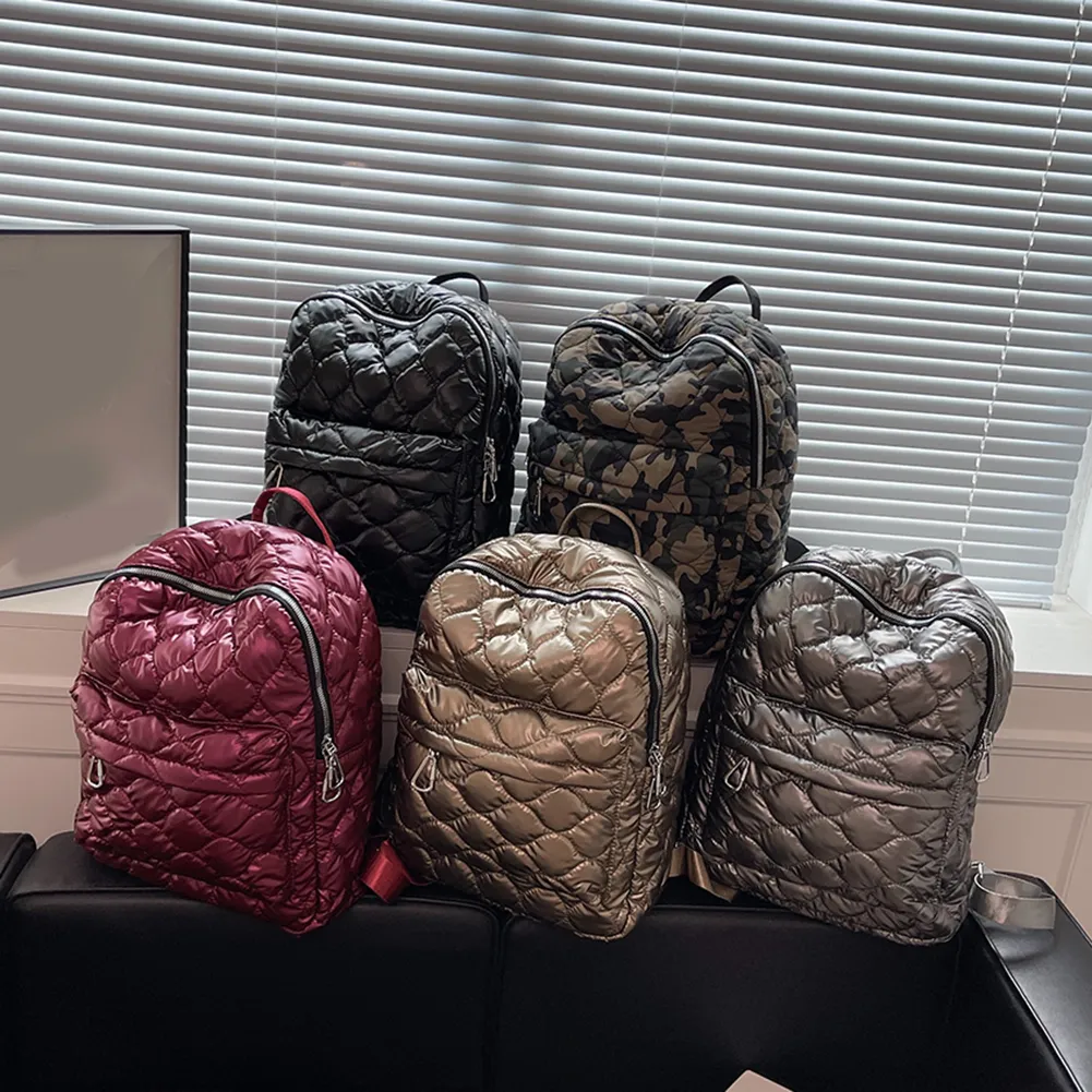 Women Shoulder Backpack Quilted Fashion School Back Pack Rhombus Pattern Large Solid Casual For Travel Lady Girl Bagpack_voghion.com
