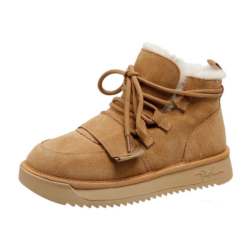 Schneestiefel für Damen, lässig, mit Schnürung, plus warme Plateaustiefel mit dicker Sohle, hoher Schaft und niedriger Schaft_voghion.com