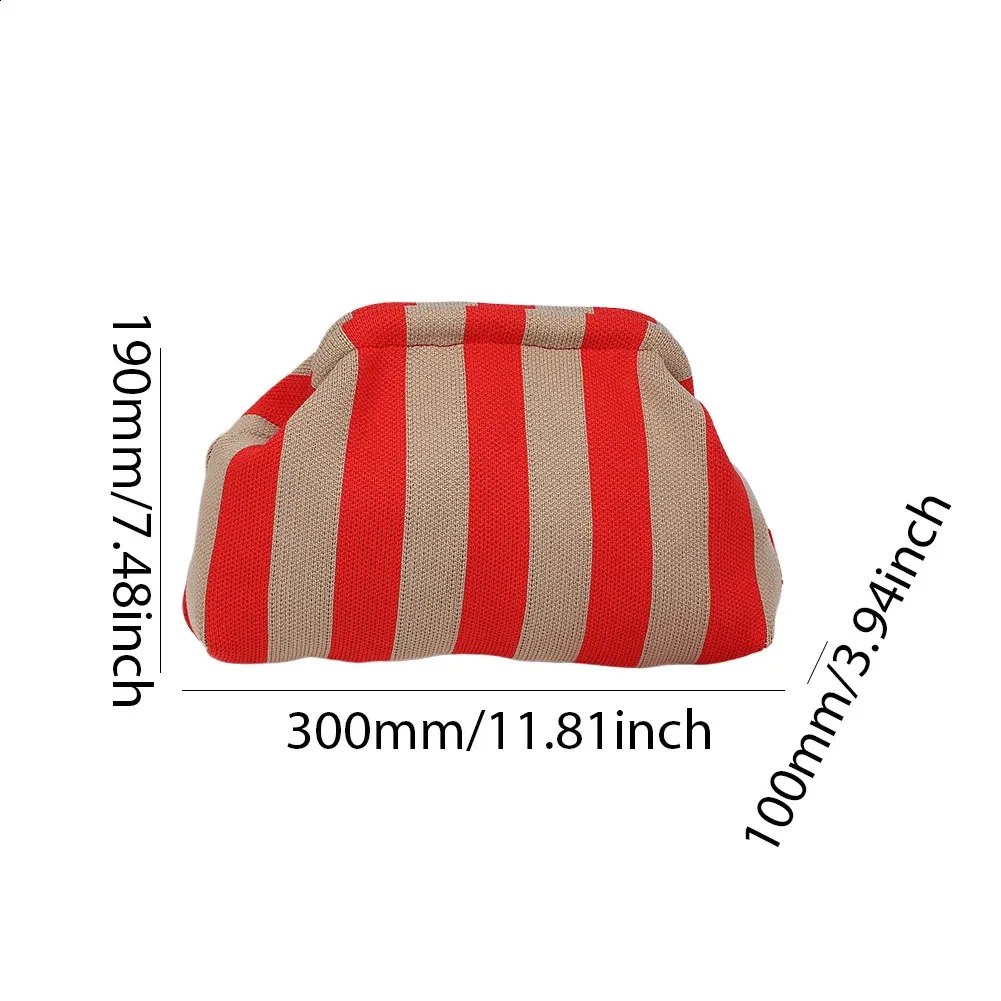 Summerstrand fir Fraen Gewieft Häkelhandtaschen Portemonnaien Stricken Dumpg Clutch Rüsched Séiss Wollek Casual Faarfblock Täsch_voghion.com