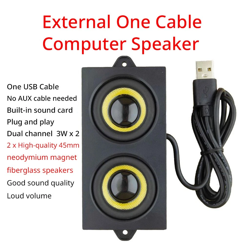 Altoparlante Bluetooth USB con un cavo e suono stereo forte per PC, computer e telefono_voghion.com