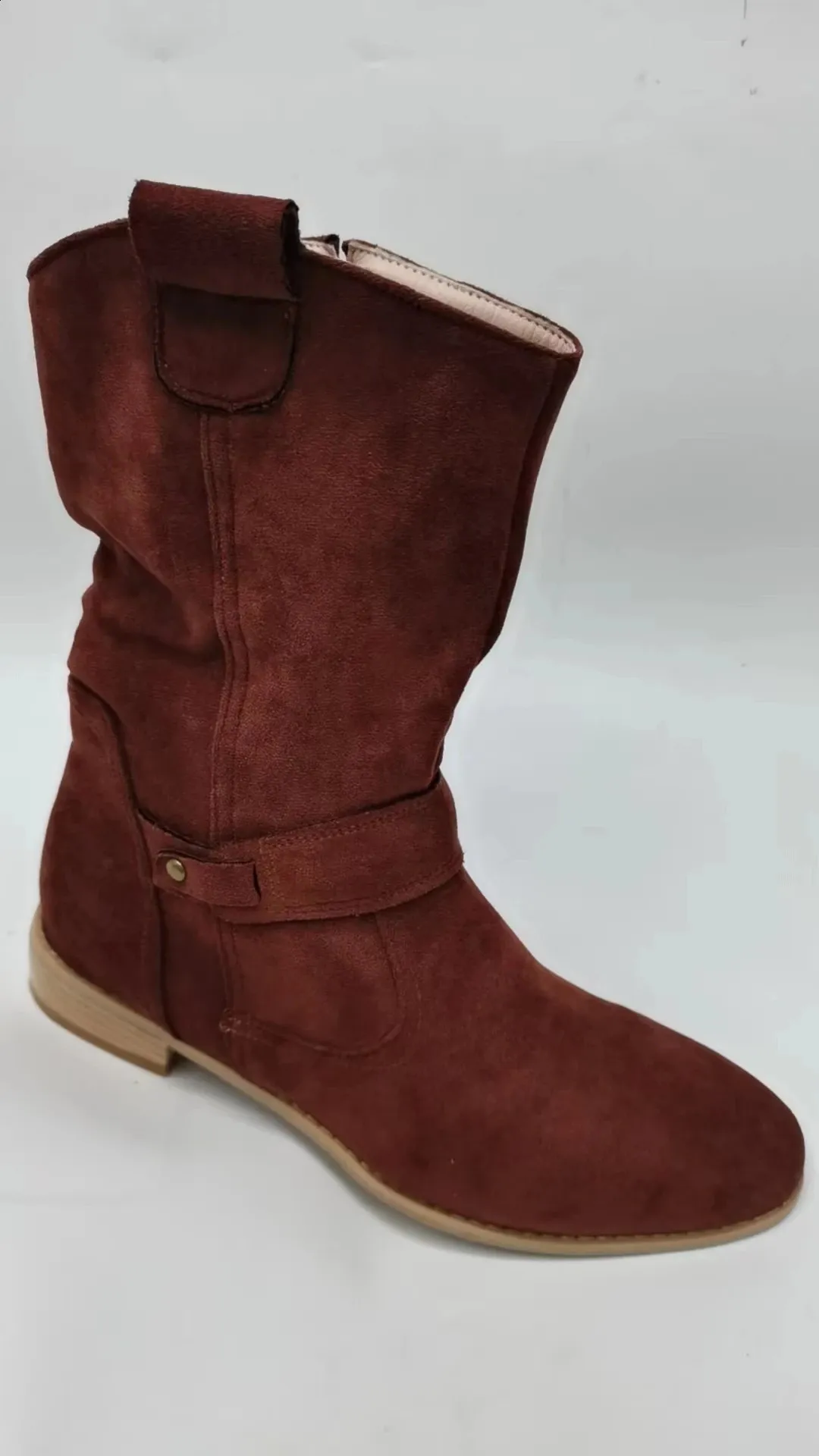 Autumn Winter Artificial Suede Casual Low Heels University Style Shoes Zipper 40-43 Womens Knee High Boots 241116_voghion.com