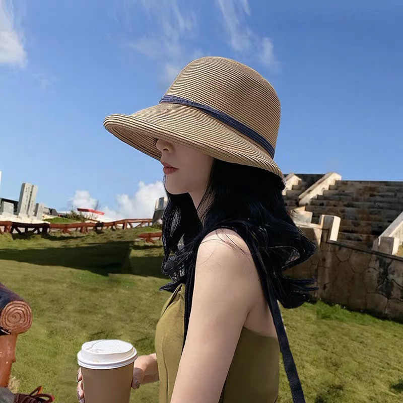 Internet-Berühmtheit Hepburn-Stil Stroh Strand Japanischer Gras Sonnenhut, weiblicher Sommer Fischerhut_voghion.com