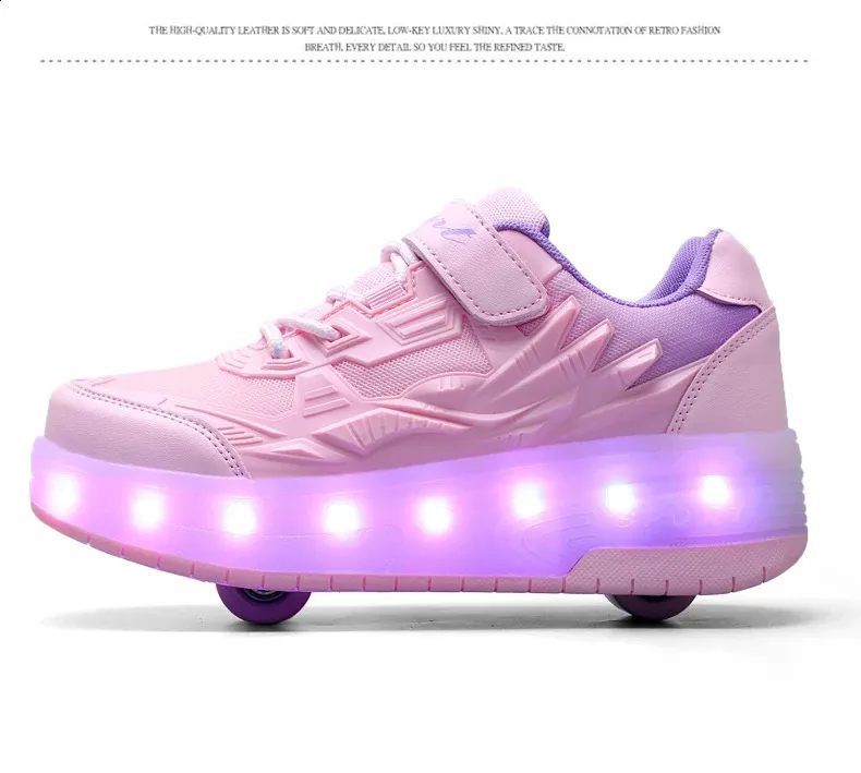 Roller Skate Αγόρια Κορίτσια Φώτα που αναβοσβήνουν Παπούτσια με ρολό με δύο τροχούς Led Light φωτεινά αθλητικά παπούτσια εξωτερικού χώρου Casual Παιδικά_voghion.com