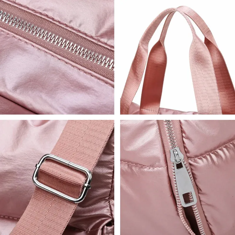 Kapazität Umhängetasche für Frauen wasserdichte Nylon Taschen Space Pad Baumwolle Feder unten große weibliche Tote Handtaschen Winter_voghion.com