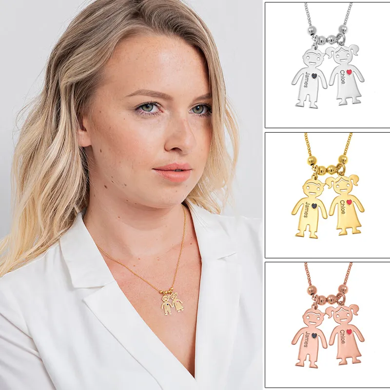 Chains Engraved Letter Name Doll Pendant Necklace Cute Couple For Men Women Couples_voghion.com