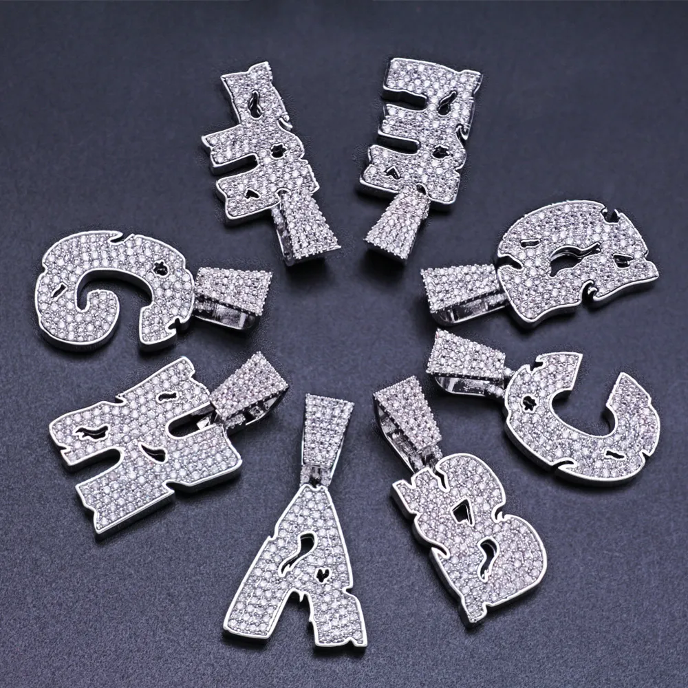 New personalized Diamond A-Z Initial Letter Custom Name Pendant Necklace Iced Out CZ Gold Plated Hiphop DIY Jewelry for_voghion.com