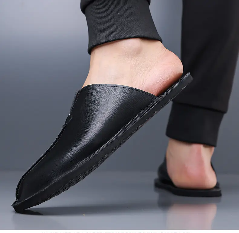 Men's Microfiber Leather Sandals Casual Summer Beach Slippers_voghion.com