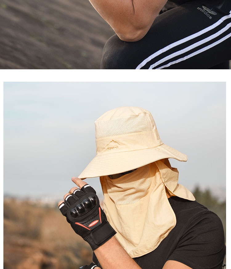 Fiskarhatt Solhatt Manlig Sommar Utomhus Snabbtorkande Solhatt Fiske Andningsbar Solhatt Kvinnlig Ansiktsmask Hatt_voghion.com