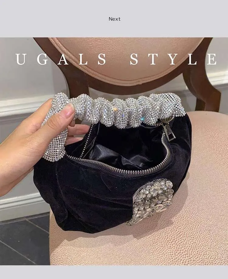 Glitter Shiny Rhies Dia Evening Fashion Hobo Women's Handbag Wedding Party Clutch Purse Crossbody Bag Street Dressing_voghion.com