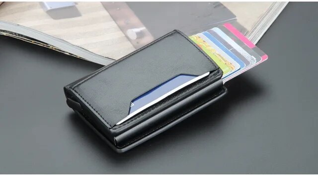 Neue RFID-Kartenetuis für Männer Kleine Kartenetuis aus Kohlefaser Mini-Geldbörse für Männer Hochwertiges PU-Leder Schlanke männliche Geldbörsen_voghion.com