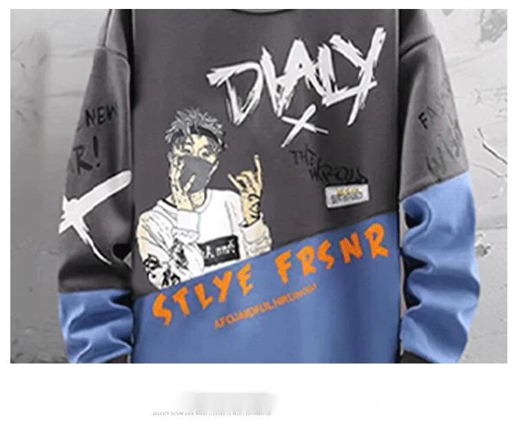 Sweat à capuche à col rond contrasté en patchwork pour hommes, marque tendance, pull décontracté à manches longues pour printemps et automne, T-shirt pour hommes_voghion.com