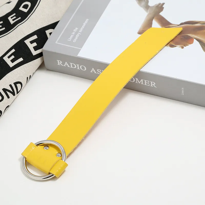 Round Buckle Charms Bangle Bracelets 5 Colors 2023 New Fashion Simple Design PU Leather Womens Bracelet Bangles Yelow_voghion.com