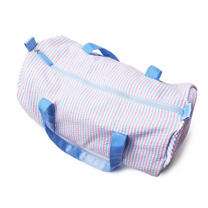 Domier Seersucker Baumwolle Reisetasche Gepäcktasche tragbare Zylindertasche Acryl Kunststoff Zahn Reißverschluss_voghion.com