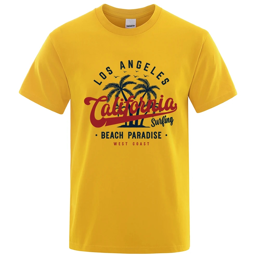 Lo Angele California Beach Paradie Herr Topp Fahion Crewneck T-shirt Bomull Sommar T-shirt Andas Overize_voghion.com