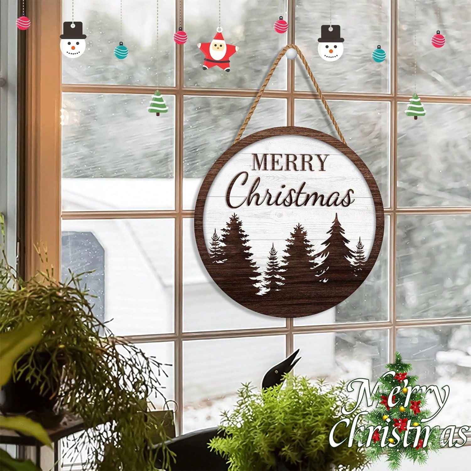 Weihnachts-Willkommensschild Dekoration, Weihnachtskranz Für Den Hauseingang, Geeignet Für Haus, Bauernhaus, Innen- Und Außendekoration Zu Weihnachten_voghion.com