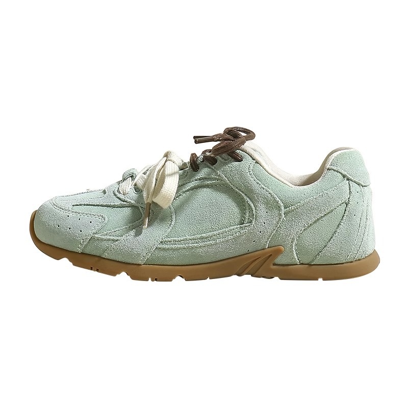 Lightweight German training shoes 2024 new retro round head old breathable contrast color flat bottom casual sports shoes board shoes