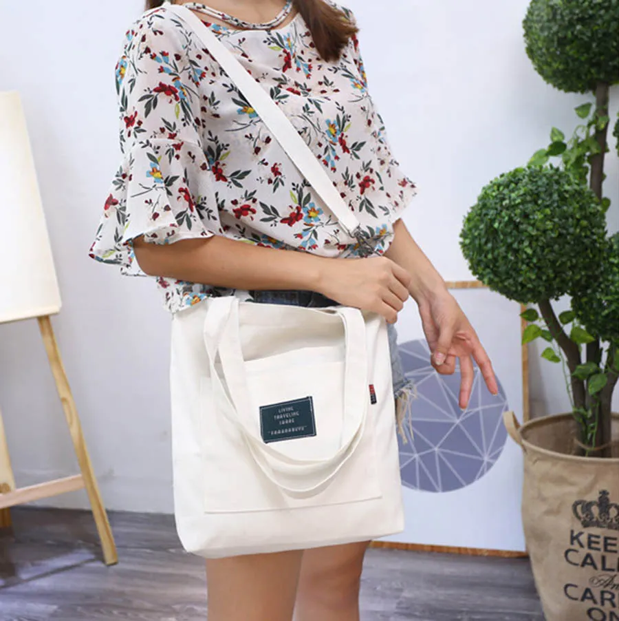 Kordelzug Frauen Handtaschen Große Kapazität Canvas Tasche Vintage Reißverschluss Klappe Schulter Messenger Umhängetaschen Beutel Bolsos_voghion.com