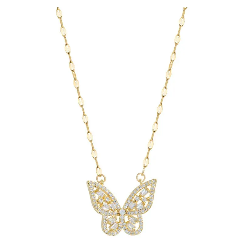 Collane con ciondolo DIEYURO 316L in acciaio inossidabile Squisito Splendida farfalla Catena clavicola Zircone brillante Nozze_voghion.com