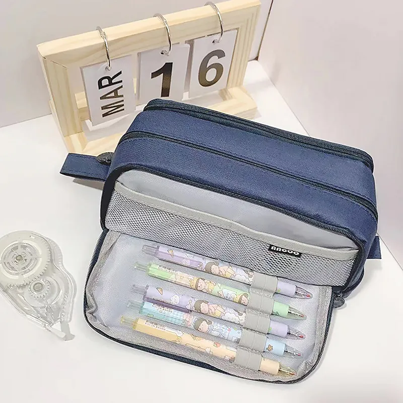 1 organiseur de papeterie pour fournitures de bureau, 4 compartiments, grand étui à stylos, trousse à crayons, trousse de maquillage_voghion.com