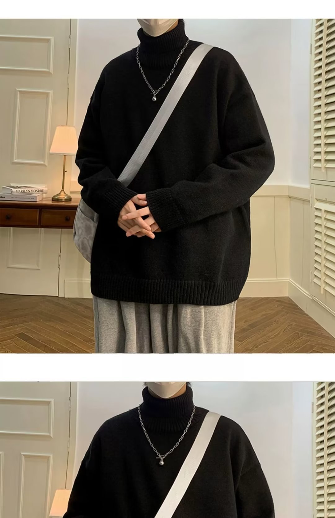 Herrenbekleidung Einfarbig Jungen Rollkragen Trend Herbst Und Winter Warm Mit Lockerem Lässigem All-Match-Strick_voghion.com