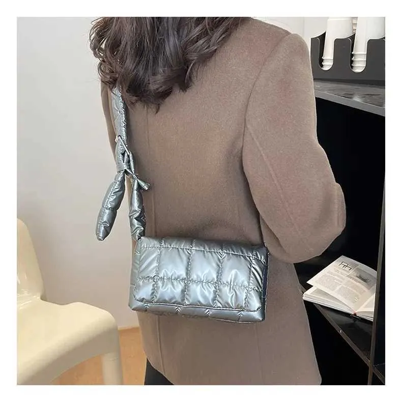 Moda trapuntata invernale leggera calda imbottita in cotone scozzese spalla donne sottobraccio borse gonfie borse C241216_voghion.com