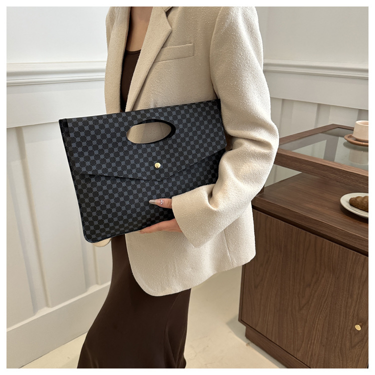 Envelope bag, women's bag, plaid key bag, large capacity envelope bag, casual business Han Chao handbag_voghion.com