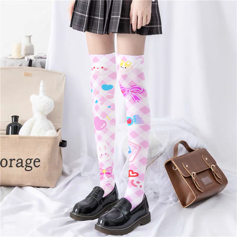 Kirschstrumpfhose, süße Leggings mit Lolita-Print, lange Strümpfe für Loli-Mädchen_voghion.com