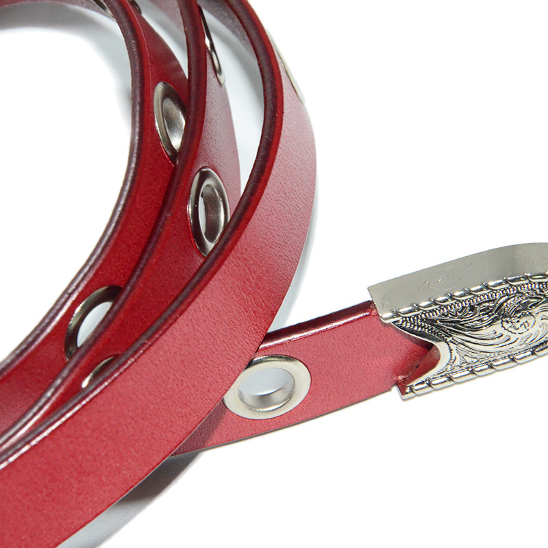 Belt pure cowhide texture needle buckle Korean version trendy casual versatile thin belt women's style_voghion.com