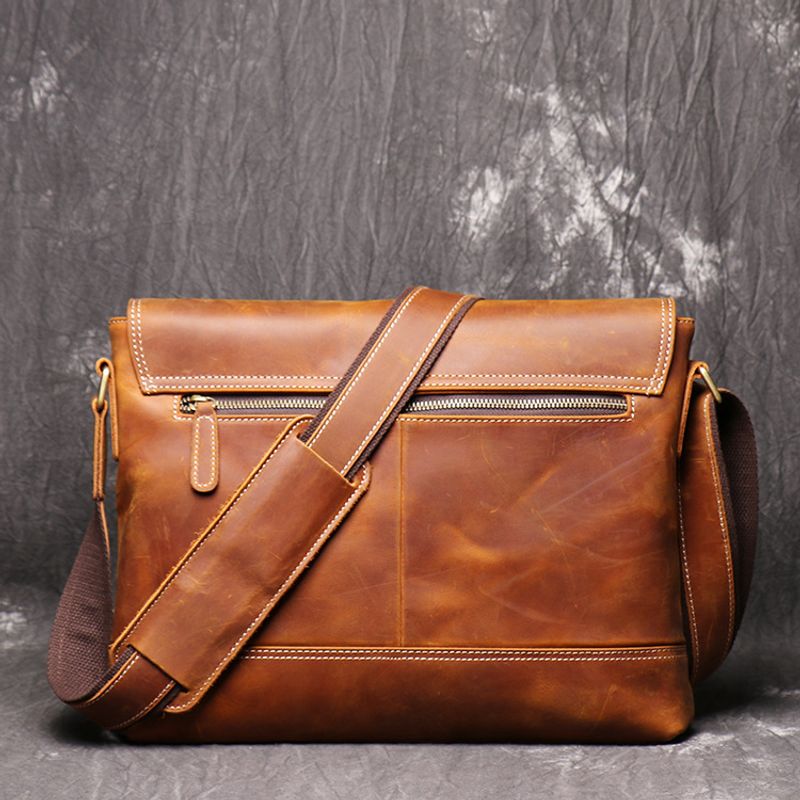 Neue Retro-Umhängetasche Leder für Herren, Umhängetasche aus Crazy Horse-Leder, große A4-Aktentasche, modisch, neutral_voghion.com