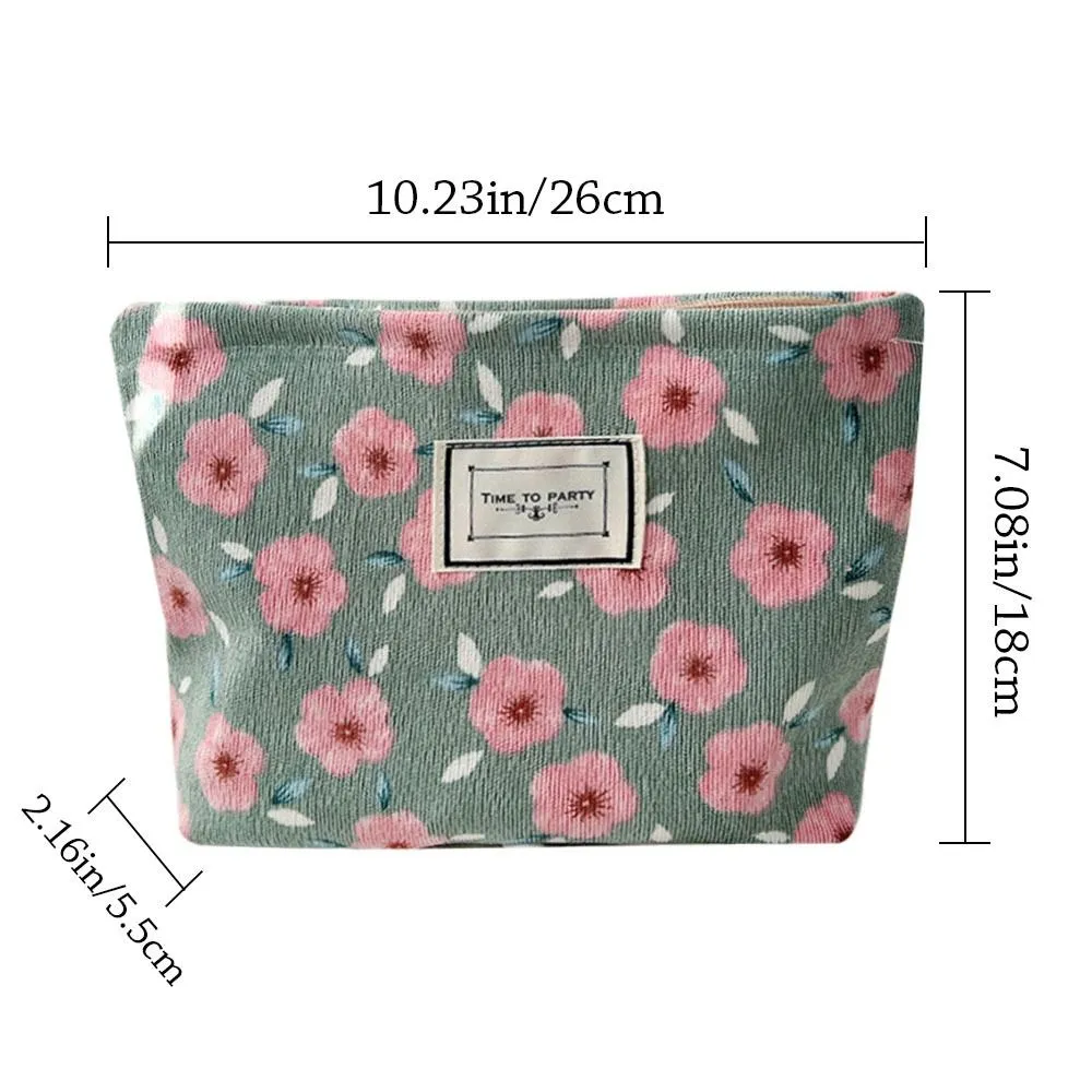 Trousse de toilette en jacquard floral, simple et tendance, grande capacité, idéale pour les voyages, les soins de la peau, les produits de toilette et le maquillage_voghion.com