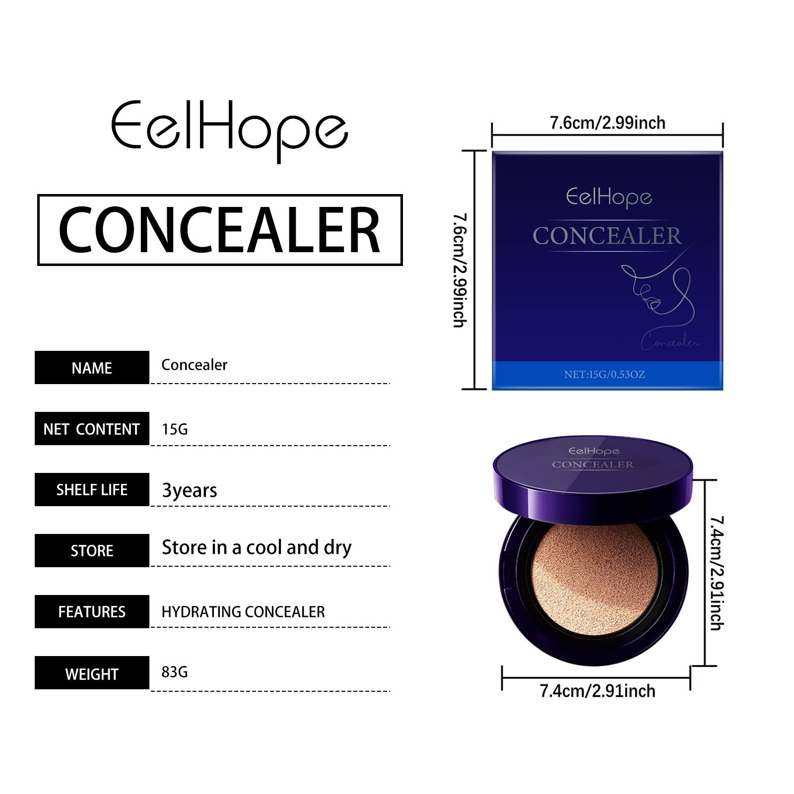 Eelhope Hydrating Cushion Foundation Full Coverage Brightening Lightweight Natural Finish Long Lasting Skincare Infused_voghion.com