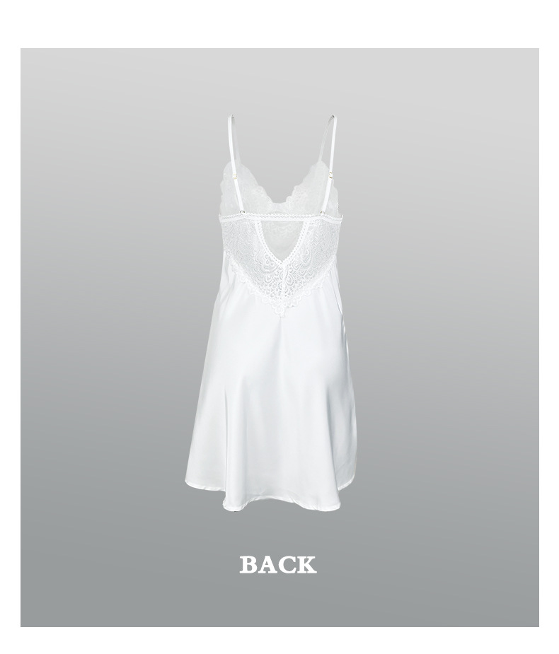 Nachtwäsche mit Satin-Spitzeneinsatz – Sexy Camisole-Nachthemd | Trägerdesign kombiniert Komfort und Sexyness_voghion.com