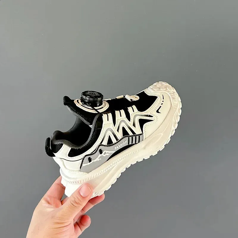 Dziecięce sportowe buty dla chłopców antypoślizgowe PU dziewczęce do koszykówki modne skórzane buty dziecięce krótkie i grube do szkoły tenisowej_voghion.com