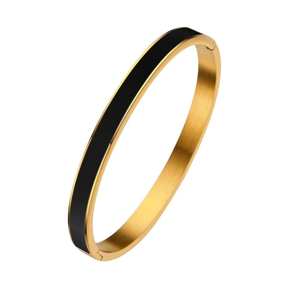 Titanium Steel Enamel Bangle Gold Plated Designer Bracelet For Women_voghion.com
