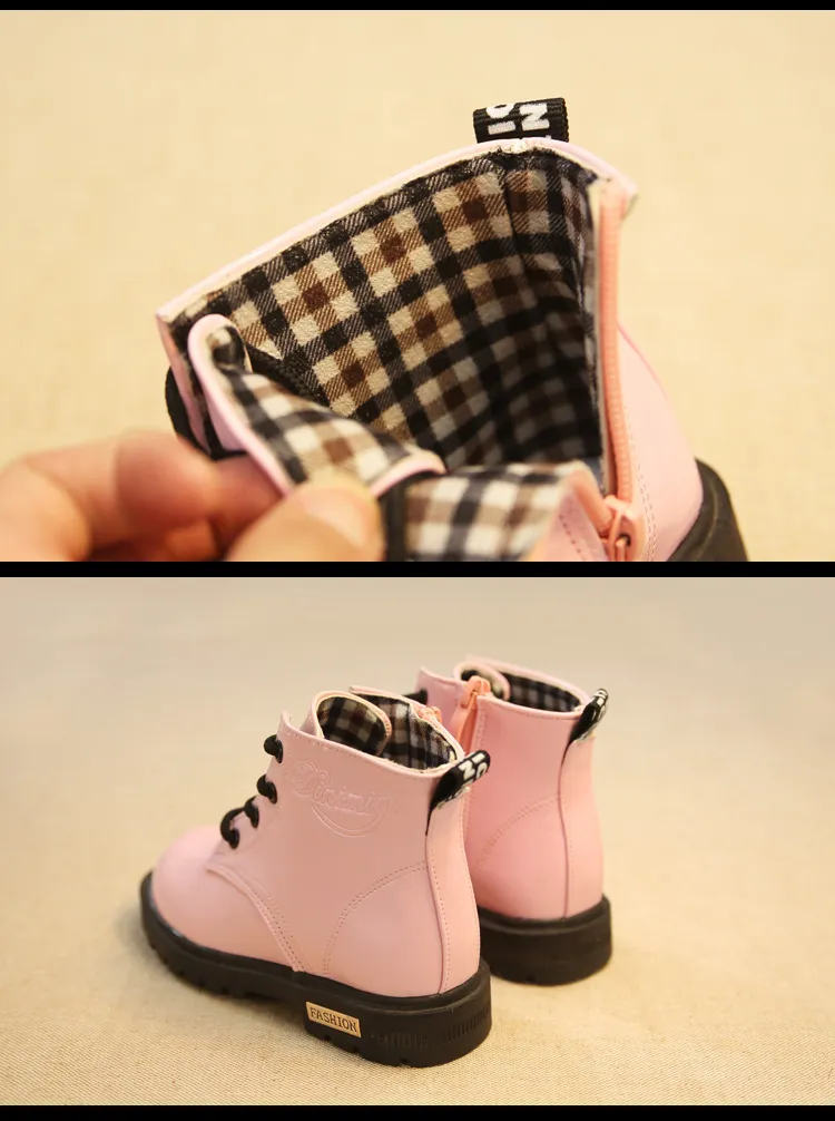 Botas de piel sintética antideslizantes para niño y niña, botines de otoño e invierno, talla 21_voghion.com