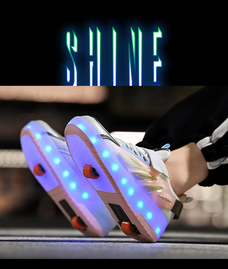 Kinderen Roller Skate Schoenen Led Licht Jongens Meisjes Met 4 Wielen Sport Sneakers Kerstmis Verjaardag Kinderen Show Cadeau_voghion.com