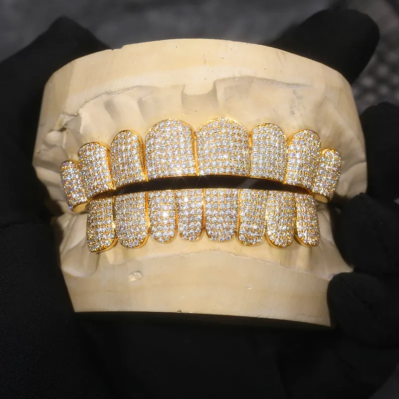 Bretelle Hip Hop, Griglie Dentali VVS Moissanite Dia Personalizzate Gioielli Hip-hop da Uomo Griglie in Oro 14K Argento Iced Out_voghion.com
