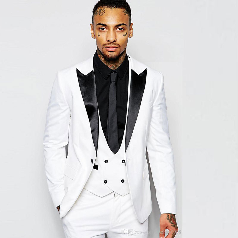 Nouveau costume 3 pièces avec col à revers pointu noir, robe de banquet du marié, frac_voghion.com
