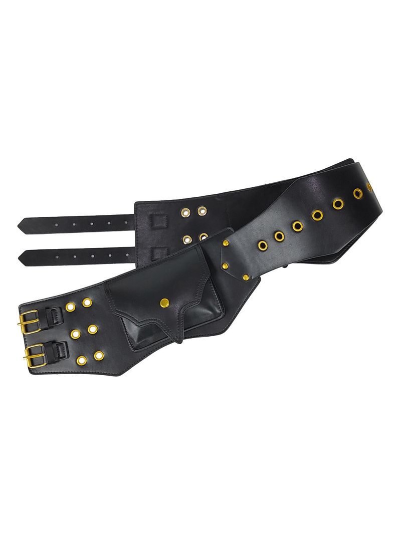 Western Cowboy-Stil Doppelschnalle Metall Niet dreidimensionale Ledergürtel Persönlichkeit Trend Freizeit Mini Gürtel_voghion.com
