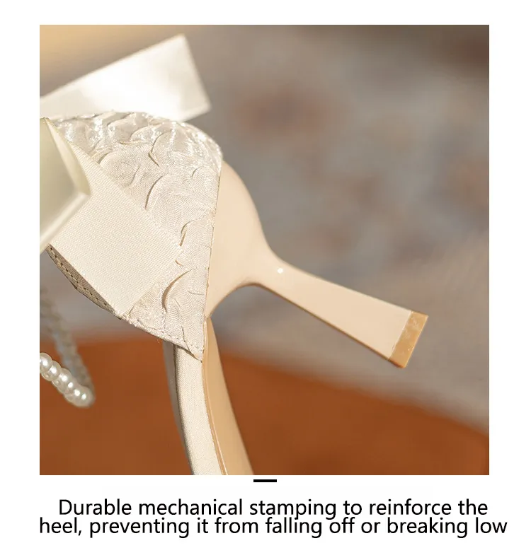 Spring And Autumn New Bow Hollow High Heels Elegant Pearl Chain Pointed Princess Shoes,Versatile Children Single Shoes_voghion.com