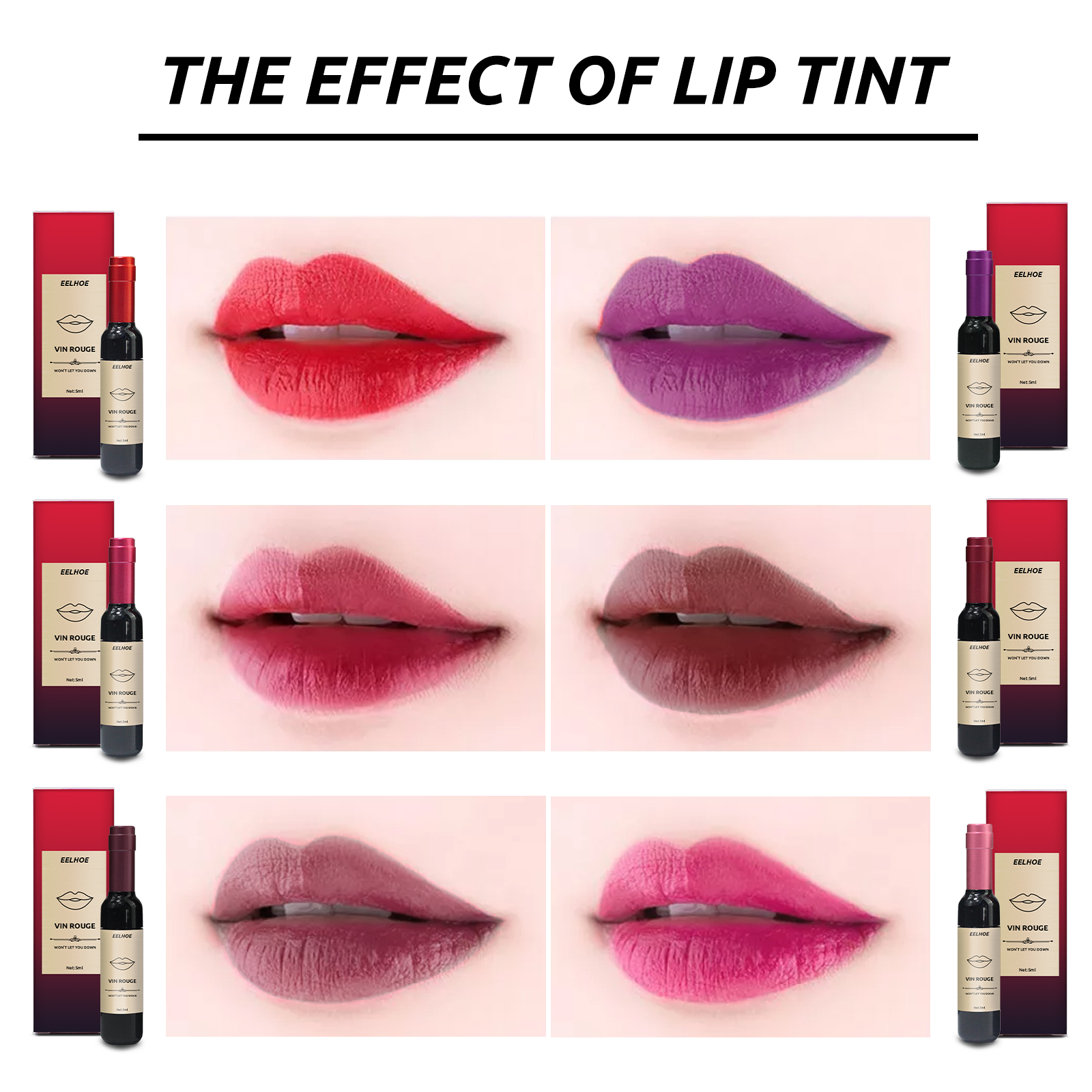 Eelhoe Red Wine Bottle Lip Tint Long Lasting Waterproof Lip Glaze_voghion.com